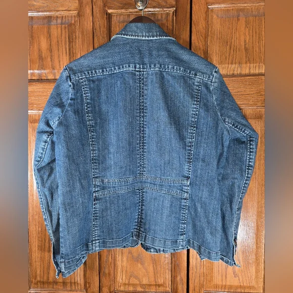Eddie Bauer Denim Jean Jacket Blazer Button Closure Long Sleeve Pockets sz XL - Picture 4 of 4